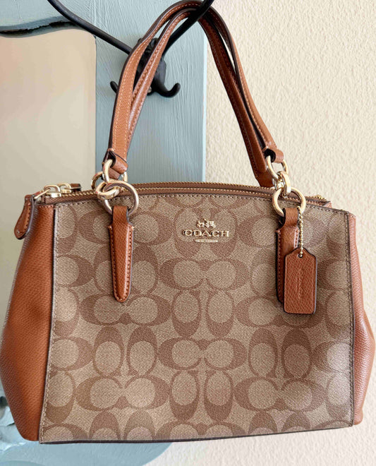 Designer Coach Handbag Small Tan leather