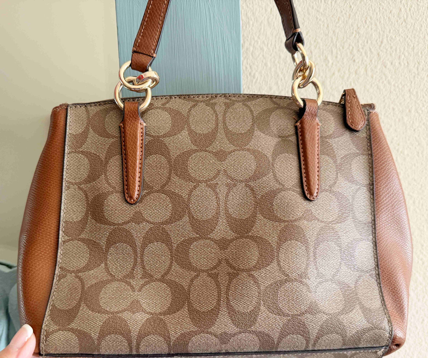 Designer Coach Handbag Small Tan leather