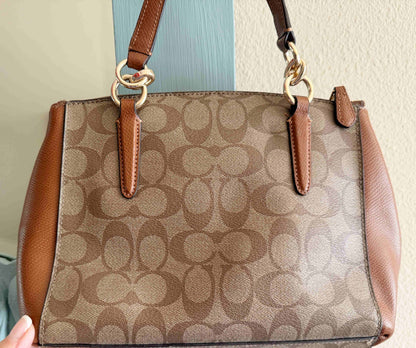 Designer Coach Handbag Small Tan leather