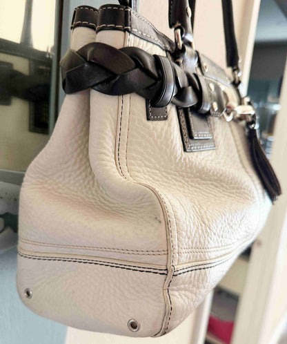 Designer Coach Handbag White Black Leather