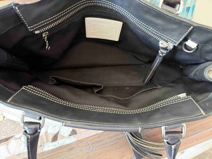 Designer Coach Handbag White Black Leather