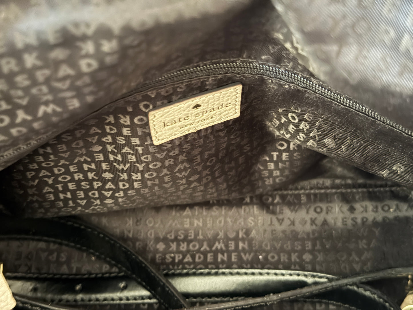 Designer Kate Spade Handbag Light Taupe / Black Leather