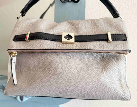 Designer Kate Spade Handbag Light Taupe / Black Leather