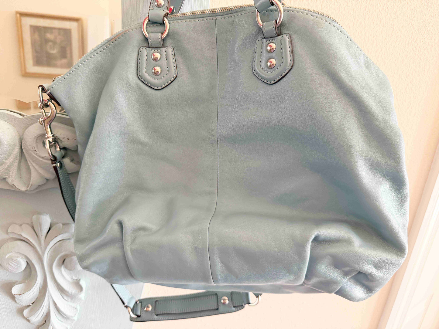 Designer Coach Handbag Light Blue leather