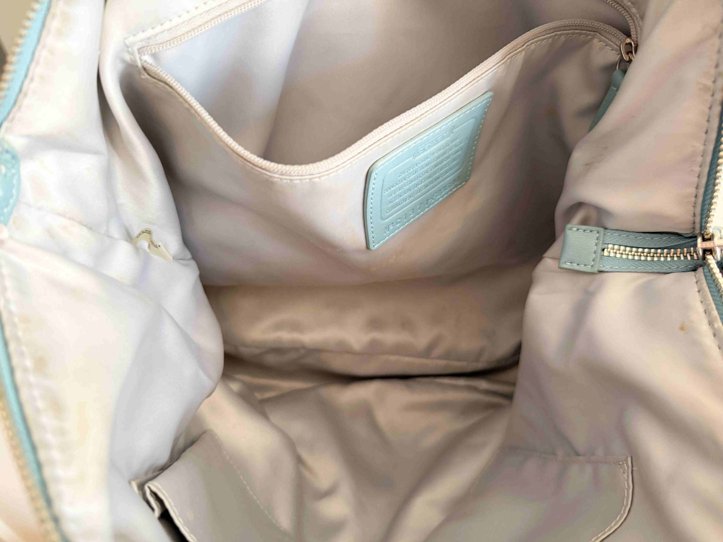 Designer Coach Handbag Light Blue leather