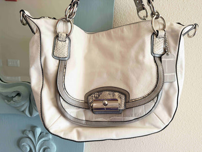Designer Coach Handbag Cream Taupe Leather