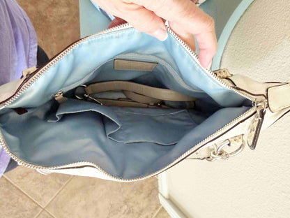 Designer Coach Handbag Cream Taupe Leather