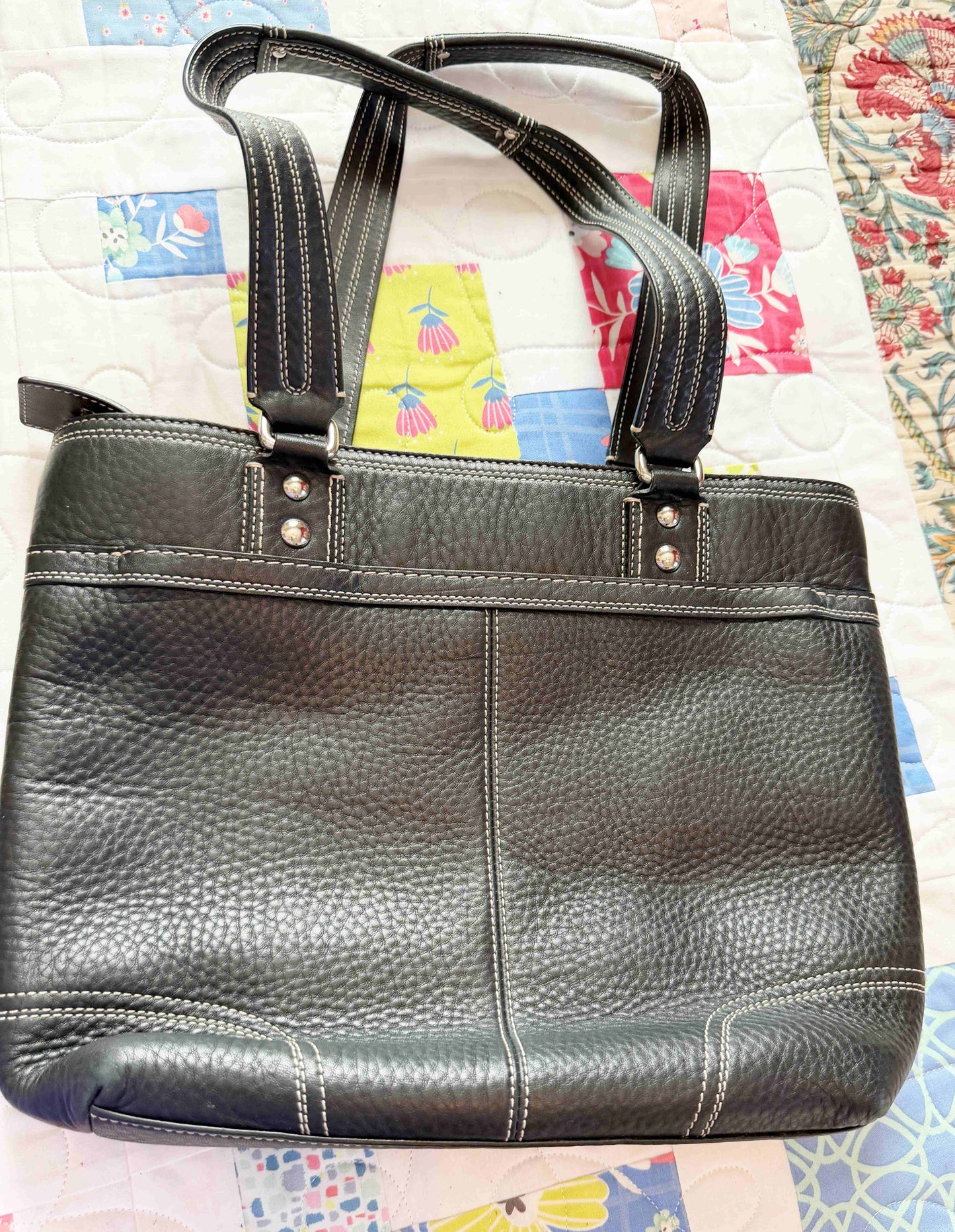 Designer Coach Handbag Black Tote Leather
