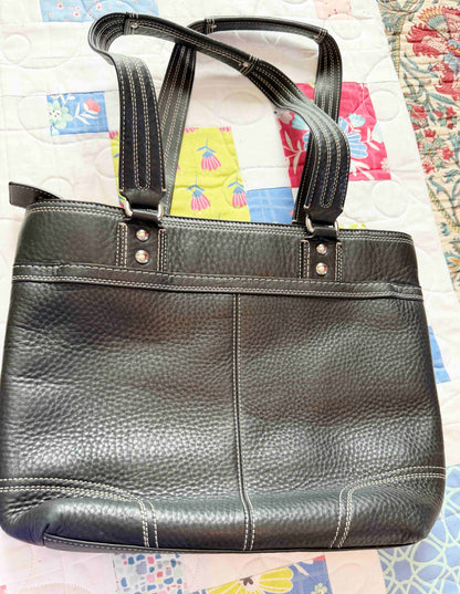 Designer Coach Handbag Black Tote Leather