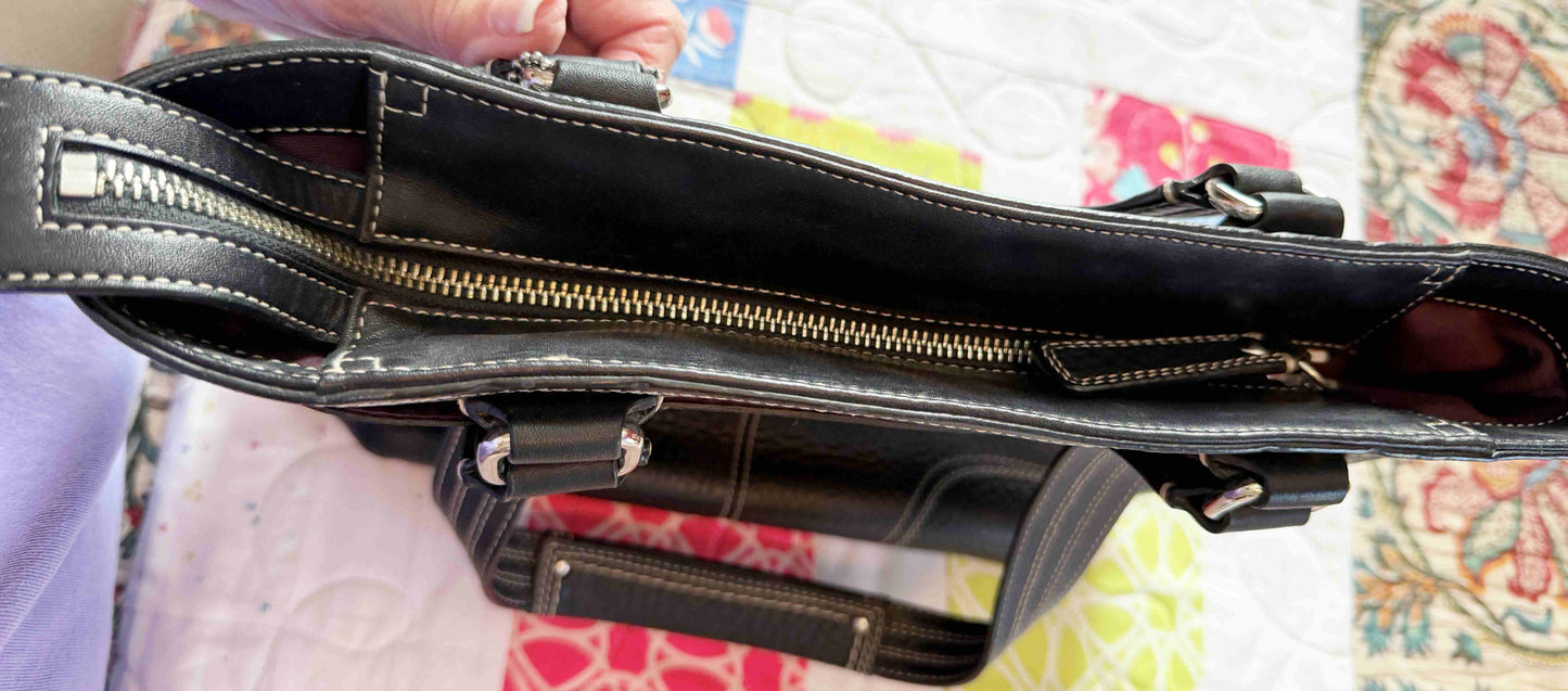 Designer Coach Handbag Black Tote Leather