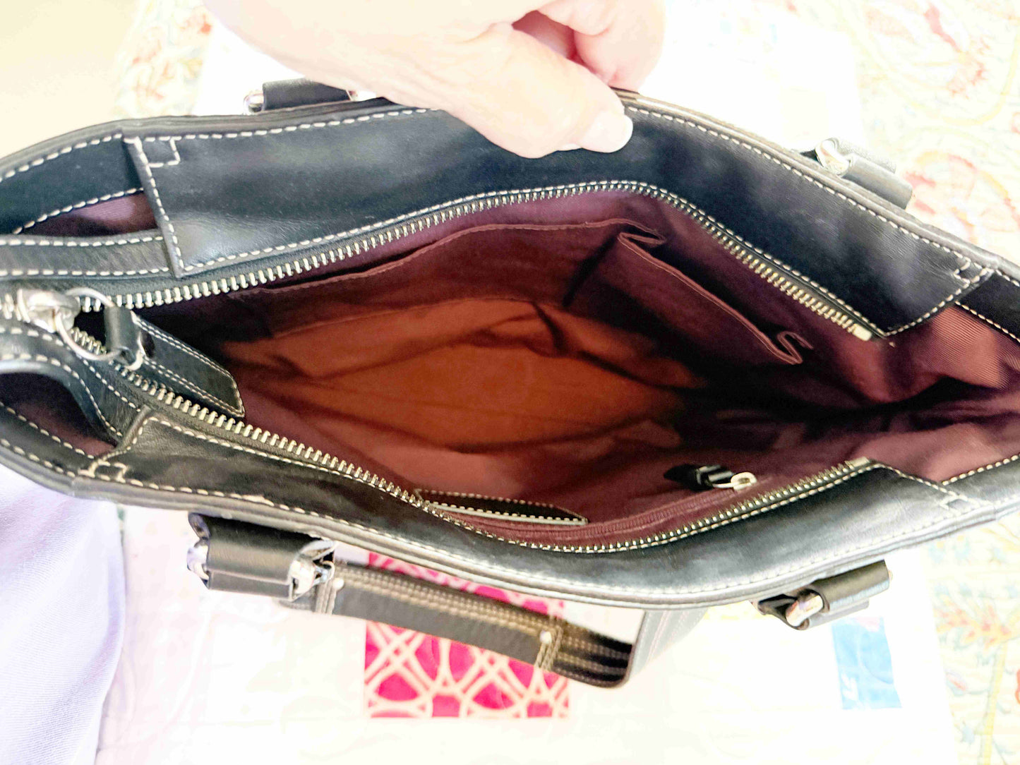 Designer Coach Handbag Black Tote Leather