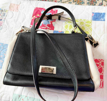 Designer Kate Spade Handbag Cream Black Leather