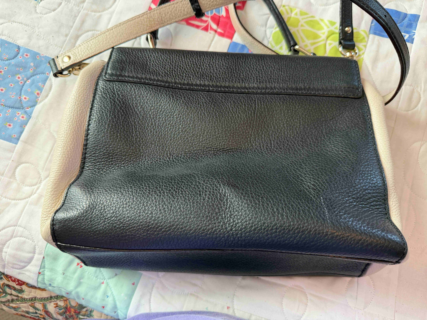 Designer Kate Spade Handbag Cream Black Leather