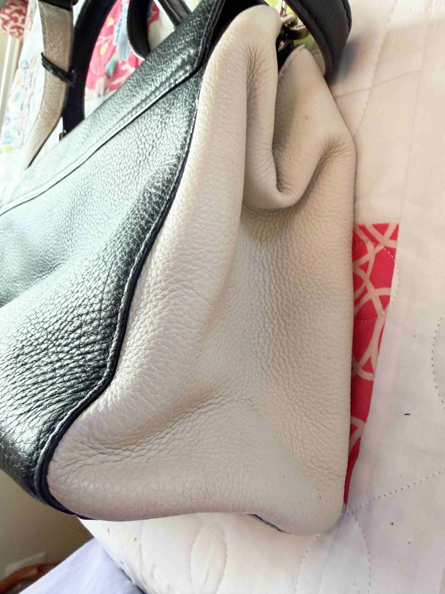 Designer Kate Spade Handbag Cream Black Leather