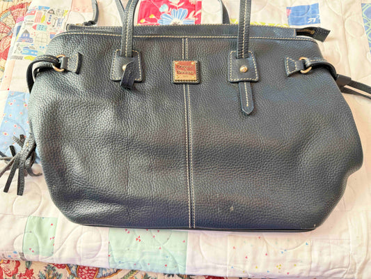 Designer Dooney Bourke Dark Navy Taupe Leather