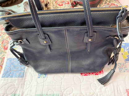 Designer Dooney Bourke Dark Navy Taupe Leather