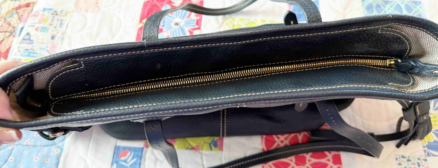 Designer Dooney Bourke Dark Navy Taupe Leather