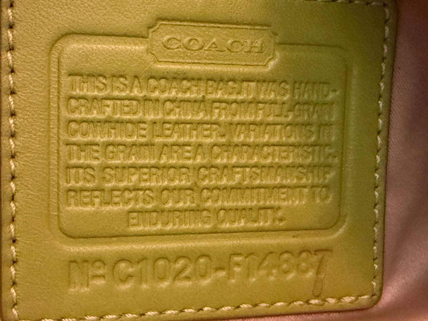 Designer Coach Tote Lime & Blue Leather