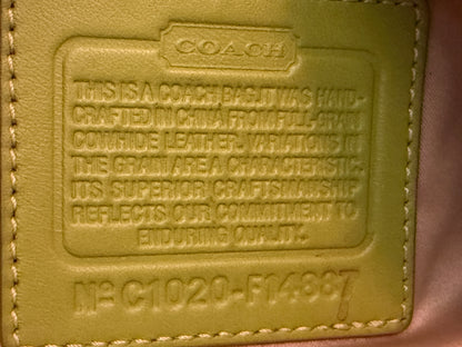 Designer Coach Tote Lime & Blue Leather