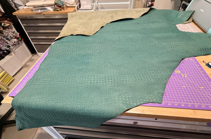 Leather Hide Half Hide Teal Crocodile