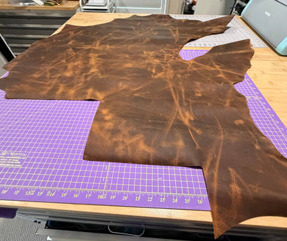 Leather Remnant Distressed Brown Hide