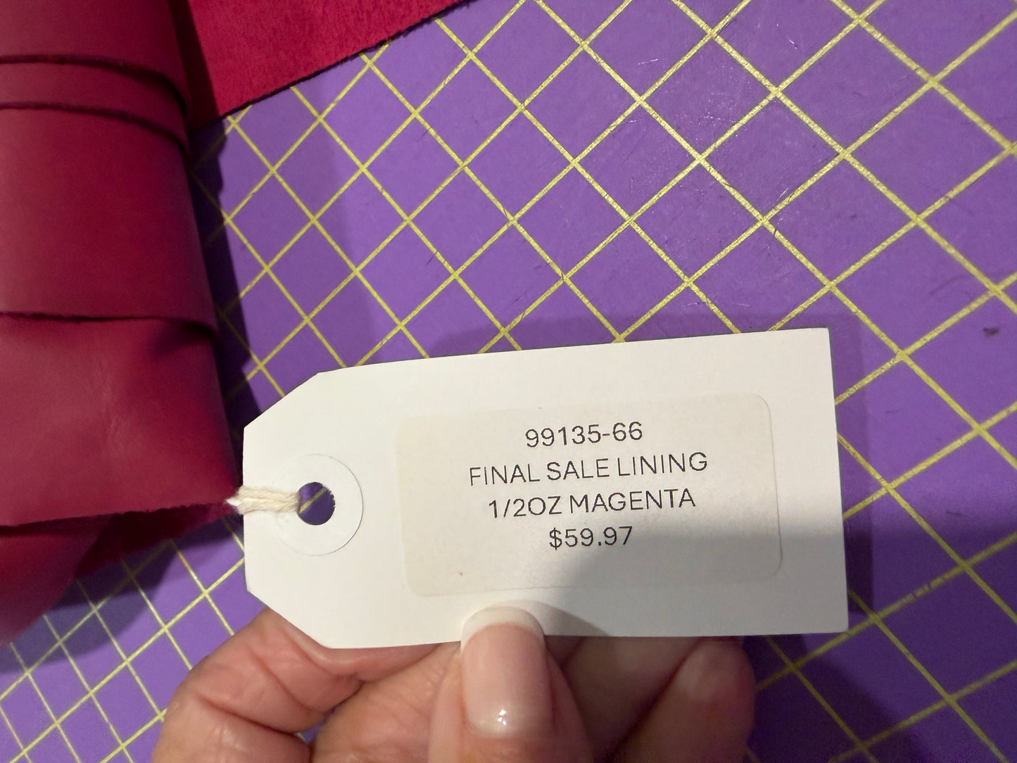 Leather Hide Large full Half Hide Pink - No Skiving needed