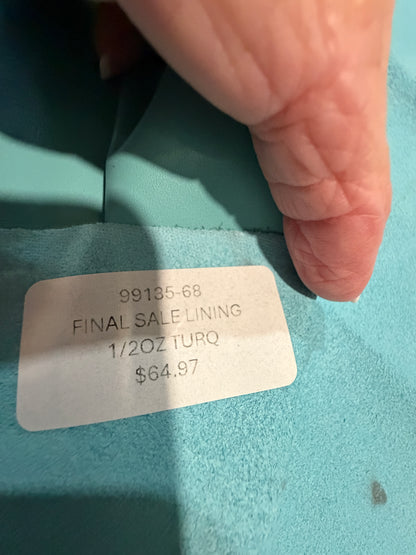 Leather Hide Large full Half Hide Aqua - No Skiving needed