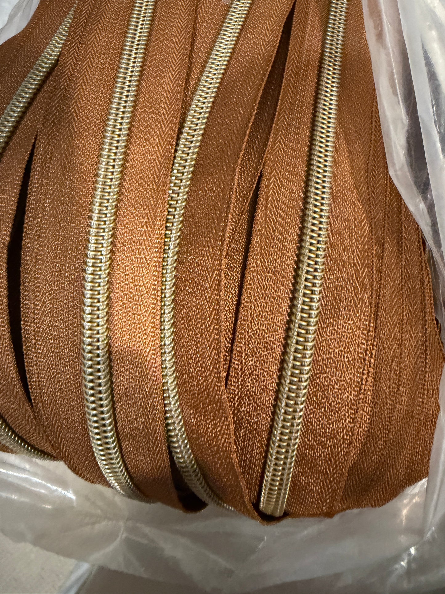Antique Brass #5 Zipper Tape by the 3 yard cut