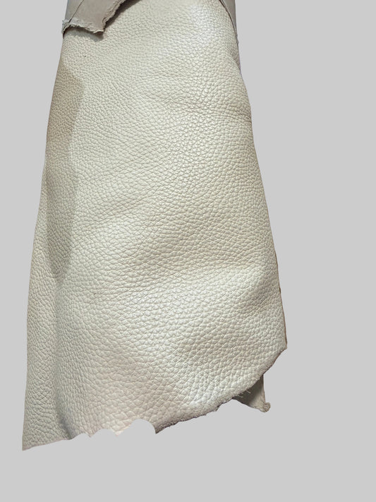 Leather Ivory Italian Pebble Grain Quarter hide