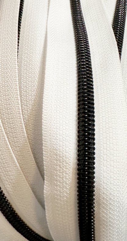 Matte Black #5 Zipper Tape by the 3 yard cut