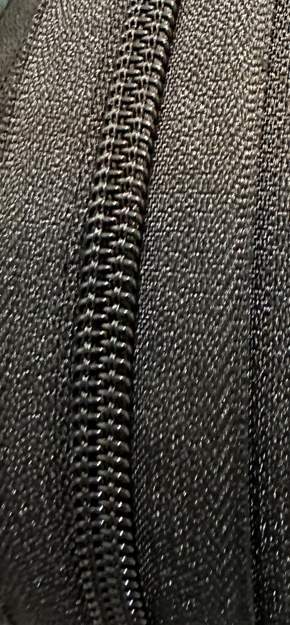 Matte Black #5 Zipper Tape by the 3 yard cut