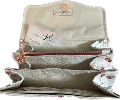 Ready to Ship Necessary Clutch Wallet NCW Organizer Credit Cards Zippered Gorgeous Floral Roses
