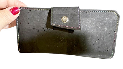 Women’s Tall Wallet Organizer Black or Pink Cork