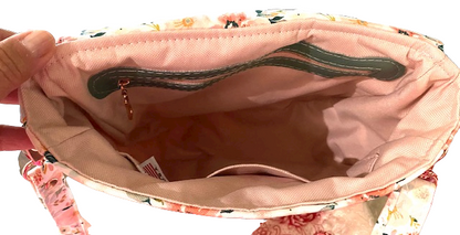 Mountain Saddle Bag Llama Pink with Brown Vinyl or Pink Flowers Purse Crossbody Bag