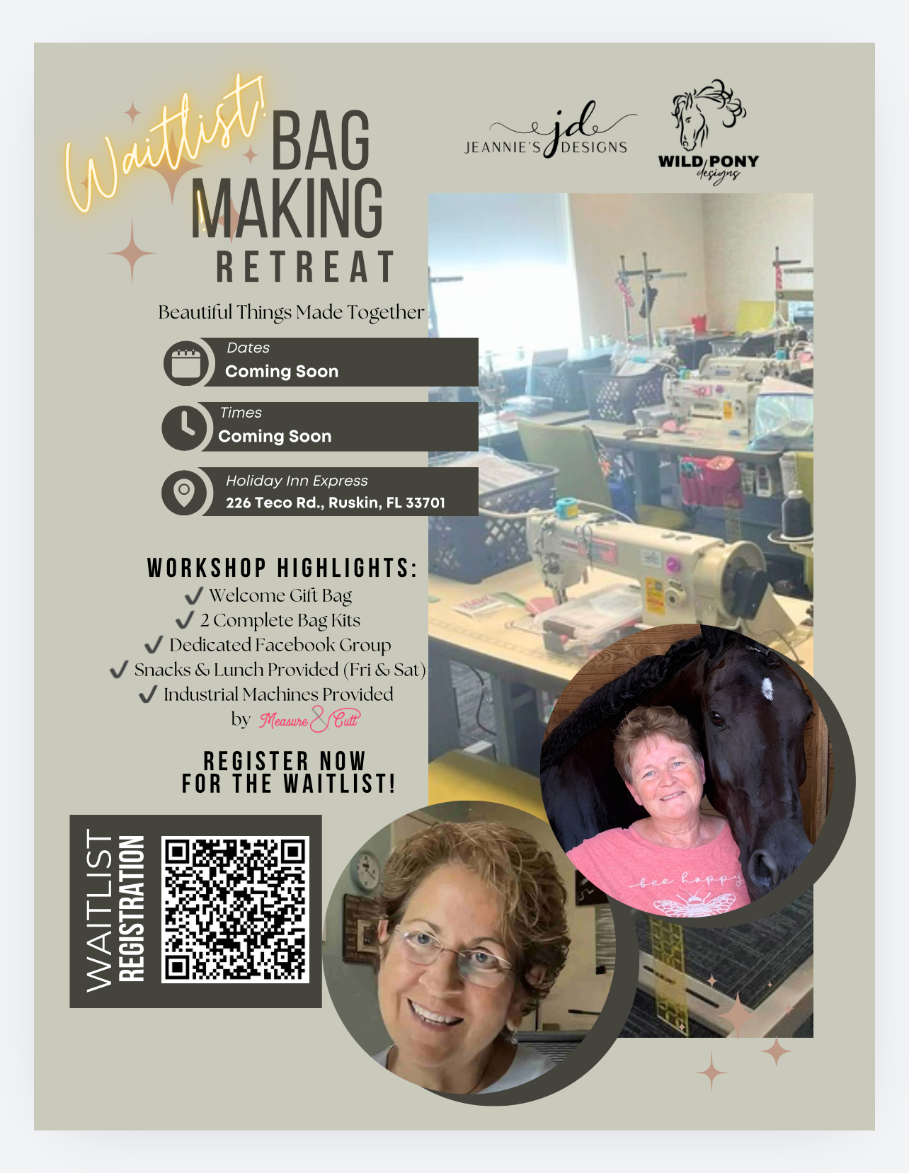 WAITLIST ONLY Barbie & Lori Bag Making Retreat - REGISTRATION
