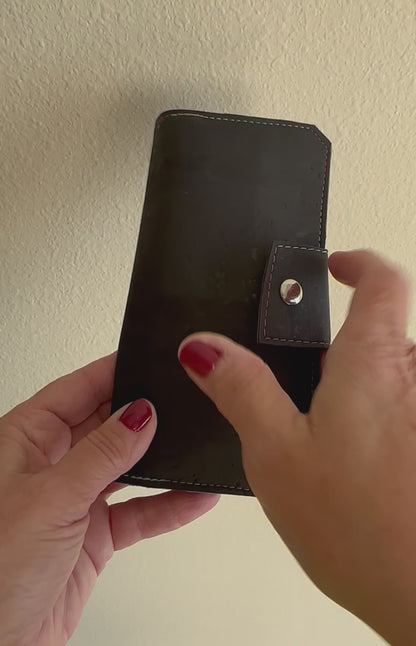 Women’s Tall Wallet Organizer Black or Pink Cork