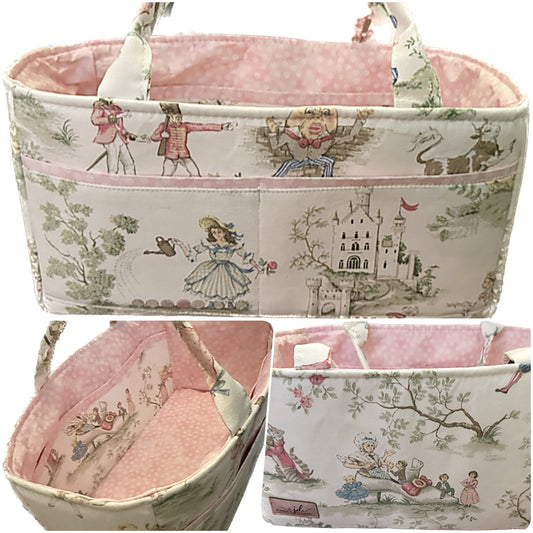 Diaper Caddy Storage Organizer Baby's room Diapers Bottles Over the Moon Nursery Rhyme Toile