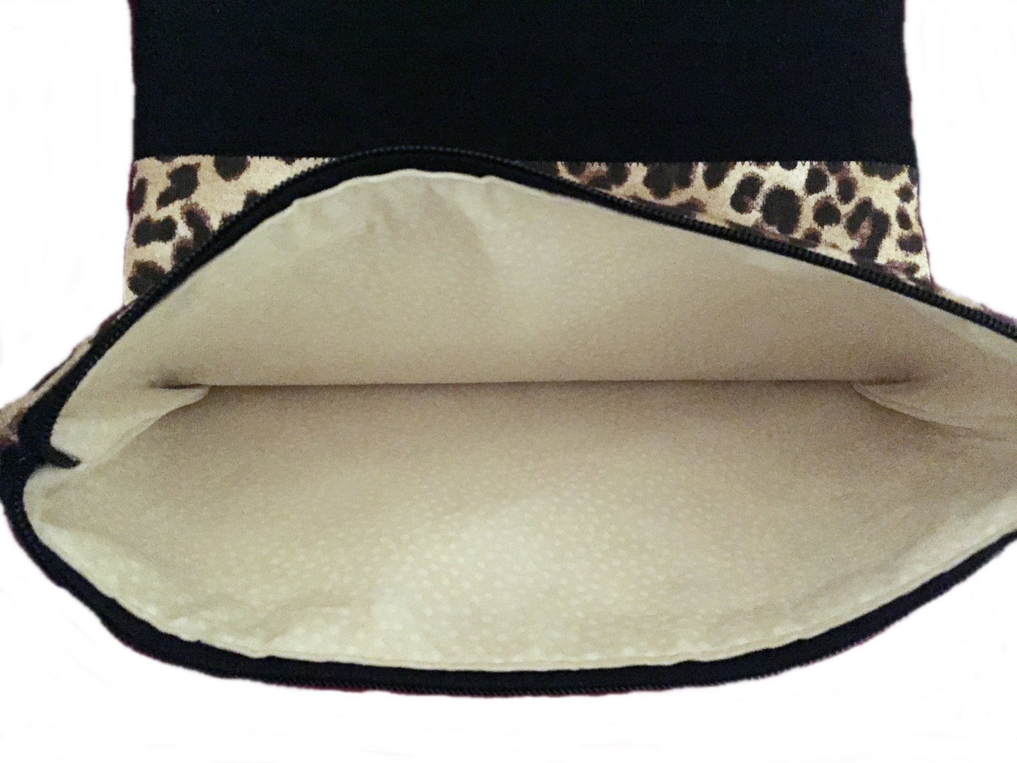 Clutch Envelope Bag | Cheetah Leopard Black | Zippered Top | Medium size bag