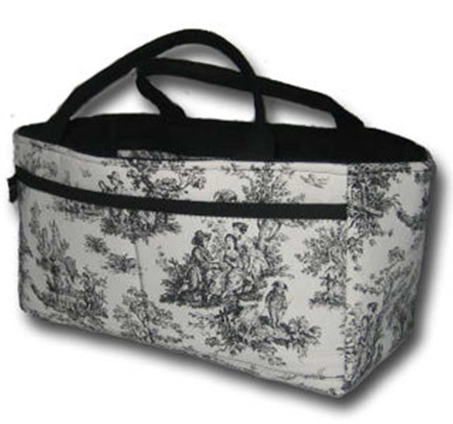 Scrapbooking Caddy Storage Organizer Bin Black White Rustic Life Toile fabric