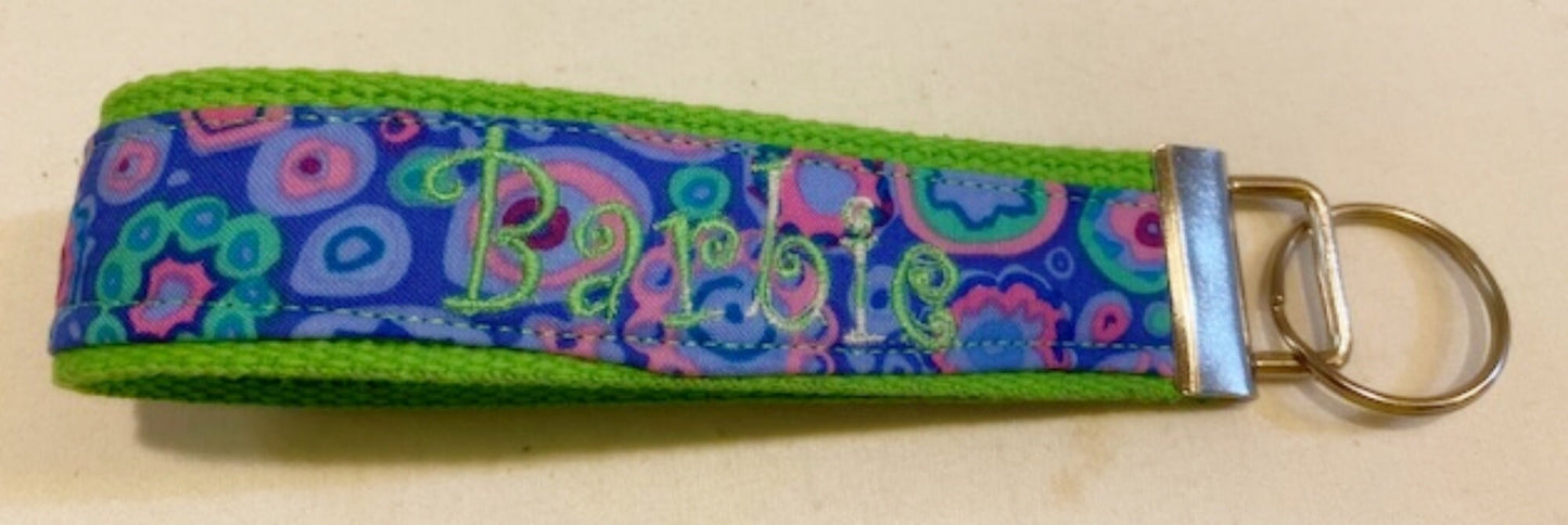 Ladies Key Fob Key Chain Personalized Embroidered Monogram Anytime Gift