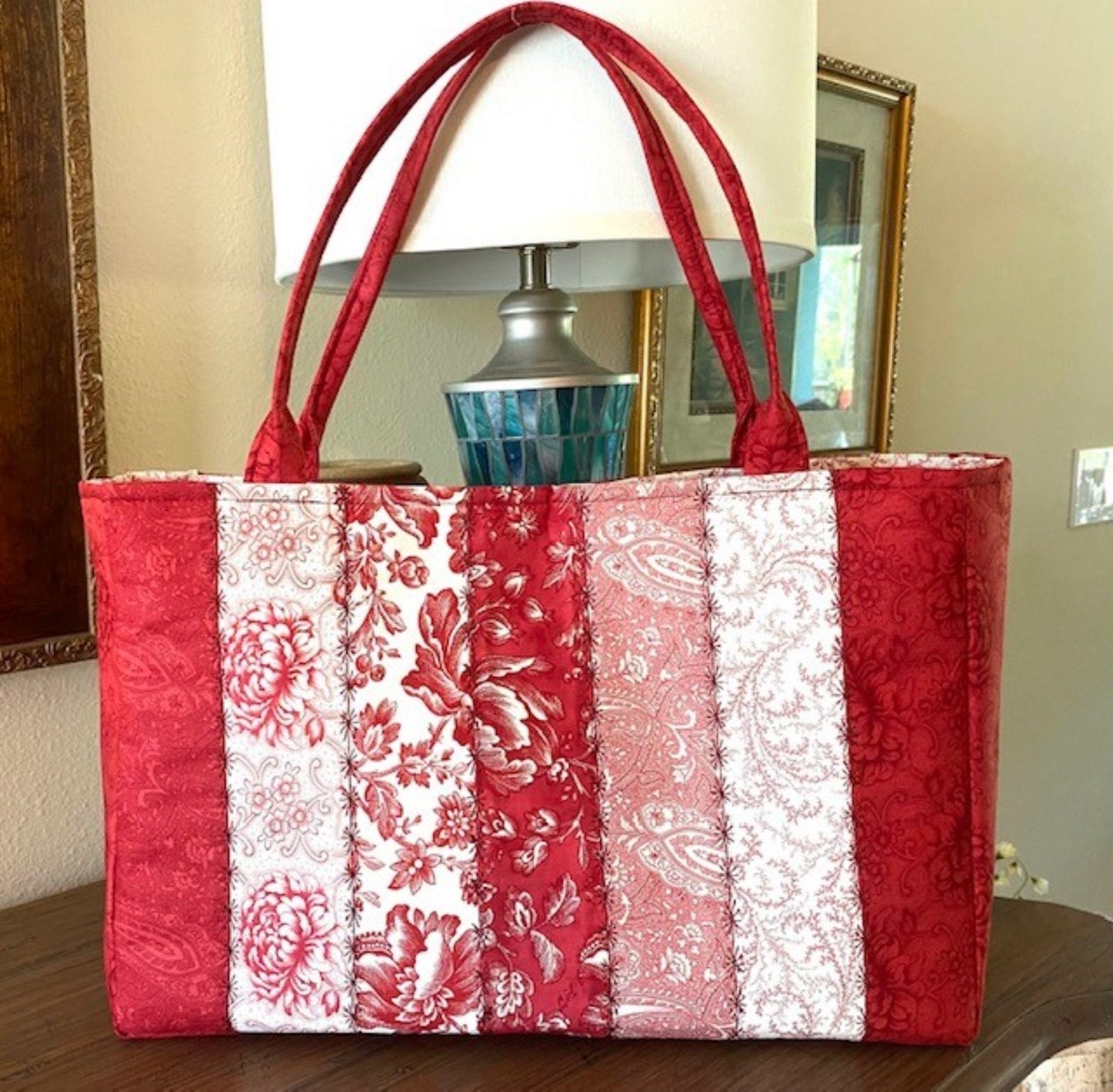 Tote Purse Handbag Patchwork Cranberries fabric 3 Sisters Matching Wallet too