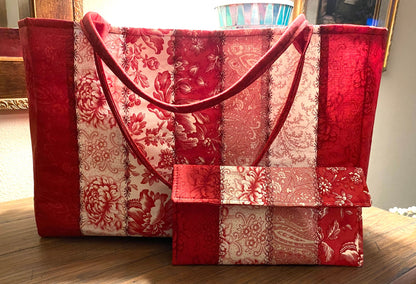 Tote Purse Handbag Patchwork Cranberries fabric 3 Sisters Matching Wallet too