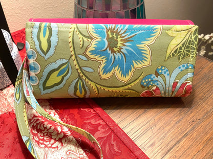 Ready to Ship Necessary Clutch Wallet NCW Organizer Credit Cards Zippered Amy Butler Ginger Bliss Deco Bouquet fabric