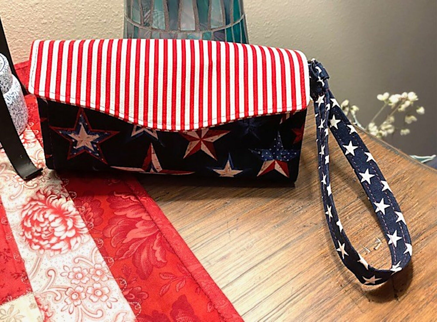 Necessary Clutch Wallet NCW Organizer Credit Cards Zippered Classic Red White Blue Patriotic