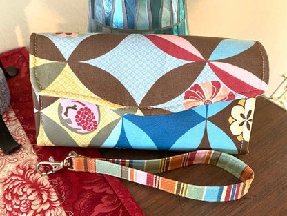 Ready to Ship Necessary Clutch Wallet NCW Organizer Credit Cards Zippered Amy Butler Ginger Bliss Kimono fabric