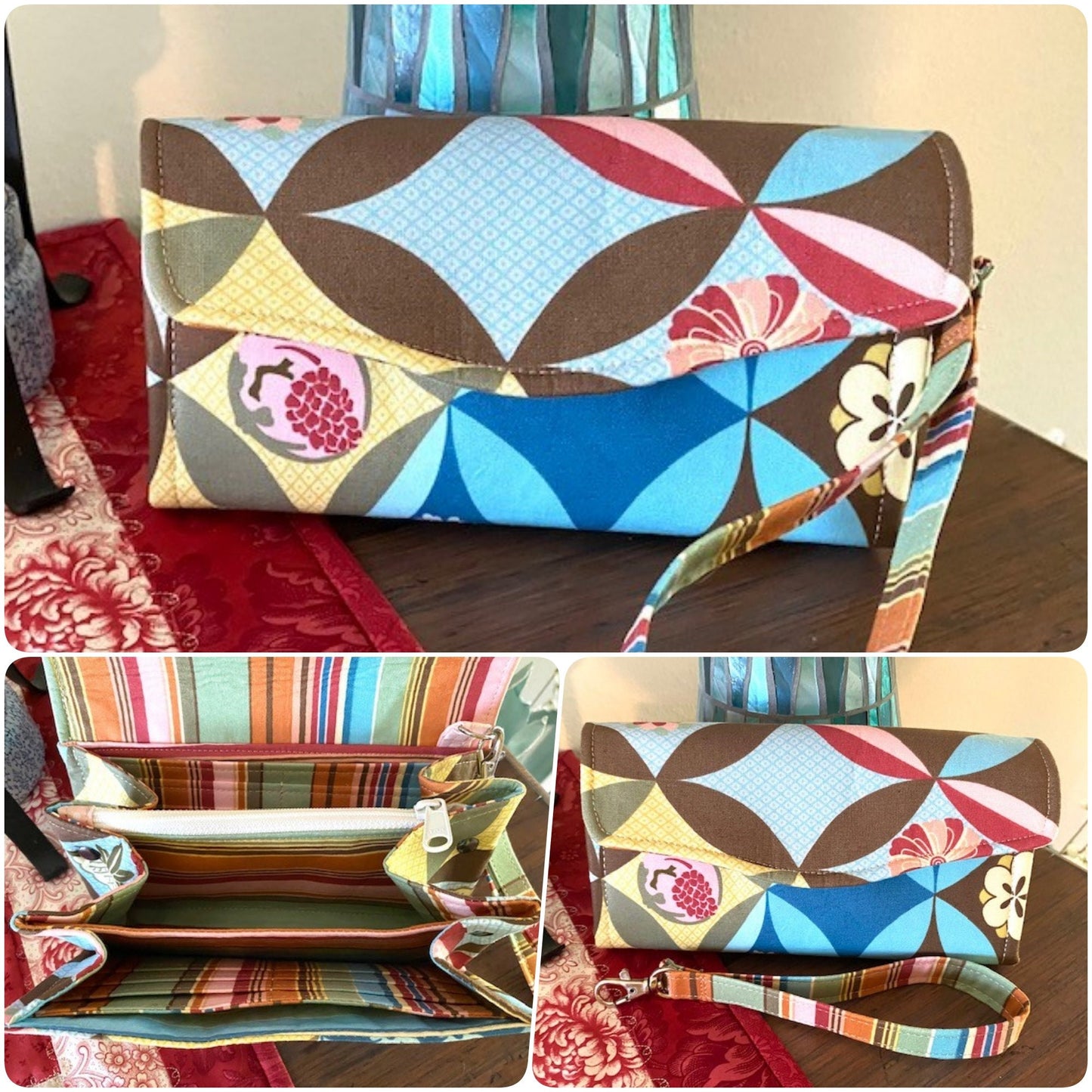 Ready to Ship Necessary Clutch Wallet NCW Organizer Credit Cards Zippered Amy Butler Ginger Bliss Kimono fabric