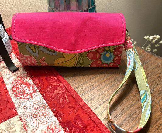 Ready to Ship Necessary Clutch Wallet NCW Organizer Credit Cards Zippered Amy Butler Ginger Bliss Deco Bouquet fabric