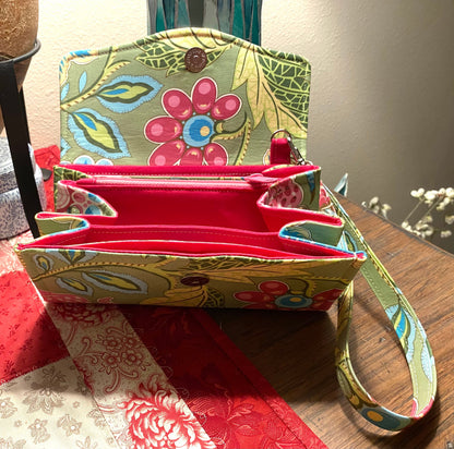 Ready to Ship Necessary Clutch Wallet NCW Organizer Credit Cards Zippered Amy Butler Ginger Bliss Deco Bouquet fabric