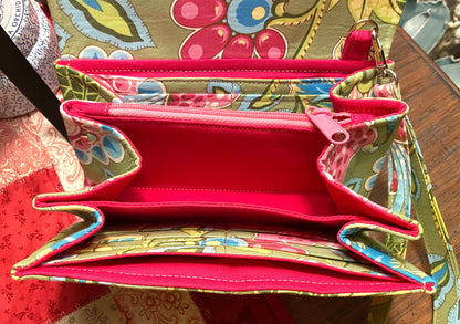 Ready to Ship Necessary Clutch Wallet NCW Organizer Credit Cards Zippered Amy Butler Ginger Bliss Deco Bouquet fabric