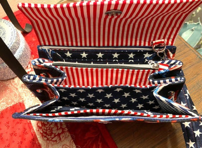 Necessary Clutch Wallet NCW Organizer Credit Cards Zippered Classic Red White Blue Patriotic